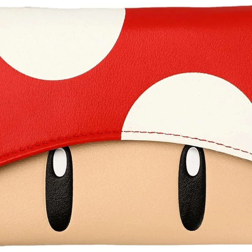 Super Mario Mushroom Design Girls Wallet PU Spacious Compartments Cute